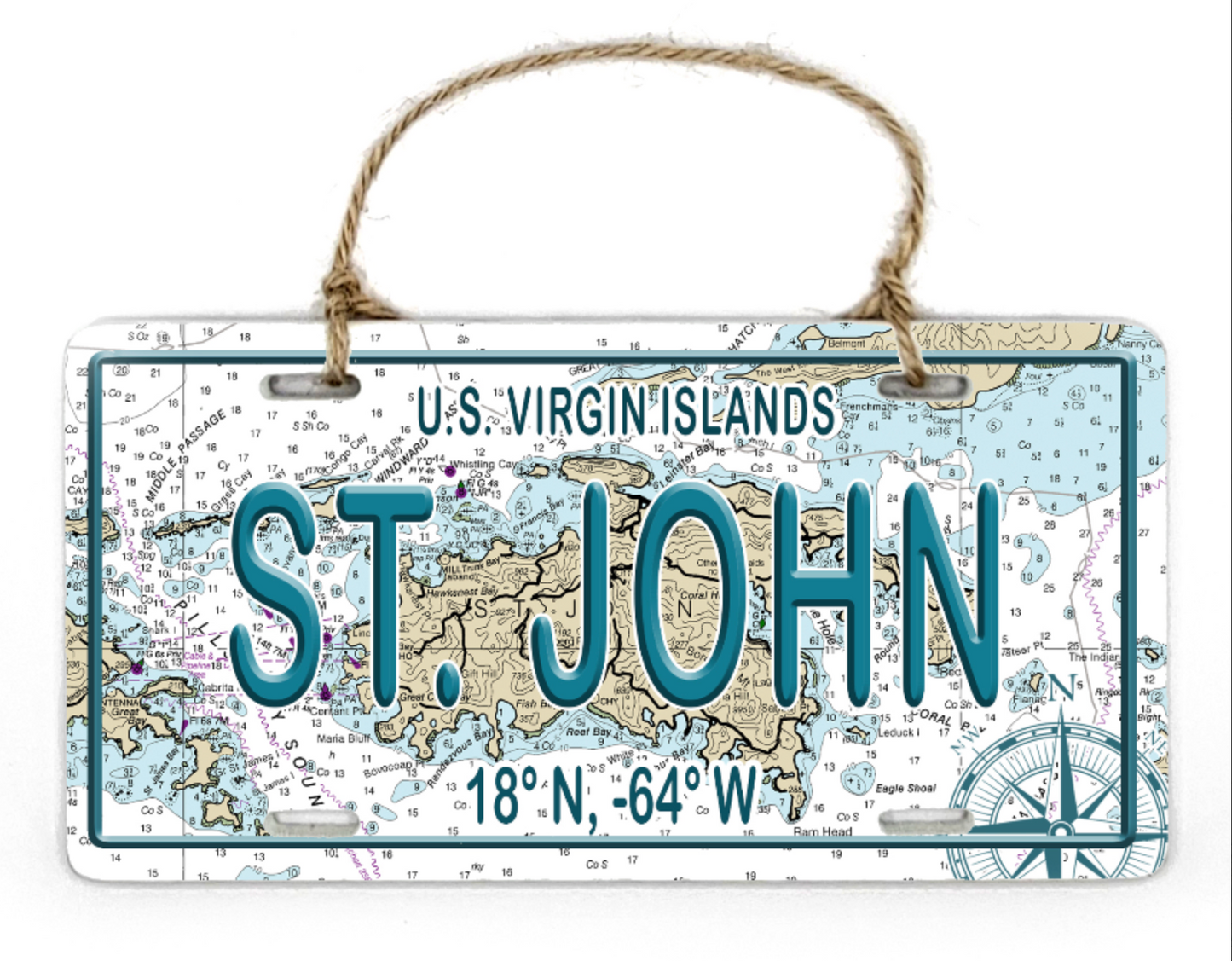ST JOHN LICENSE PLATE ORNAMENT