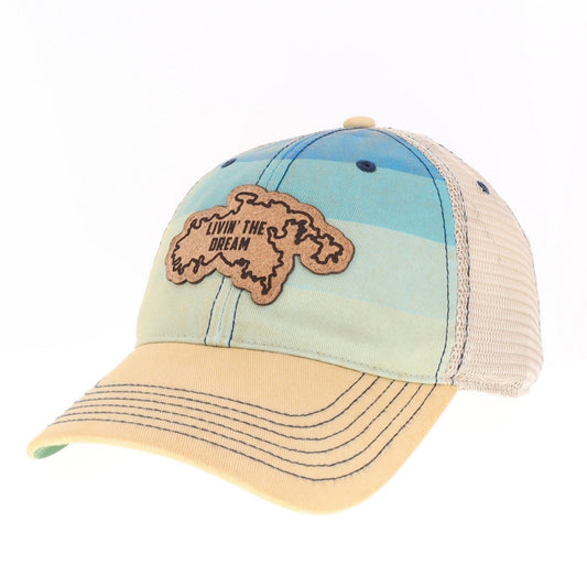 ISLAND BLUE STRIPE TRUCKER HAT