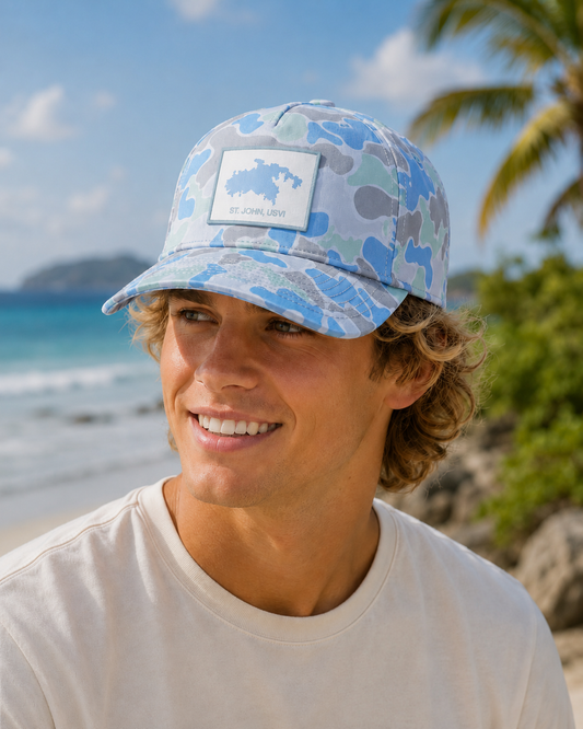 CAMO ST. JOHN RUBBER PATCH HAT BLUE