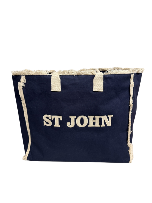 COTTON CANVAS ST. JOHN FRINGE TOTE