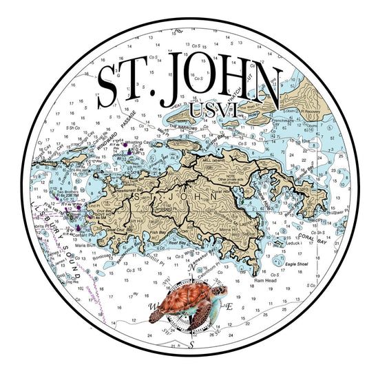 ISLAND OF ST. JOHN WITH TURTLE WOOD MAGNET