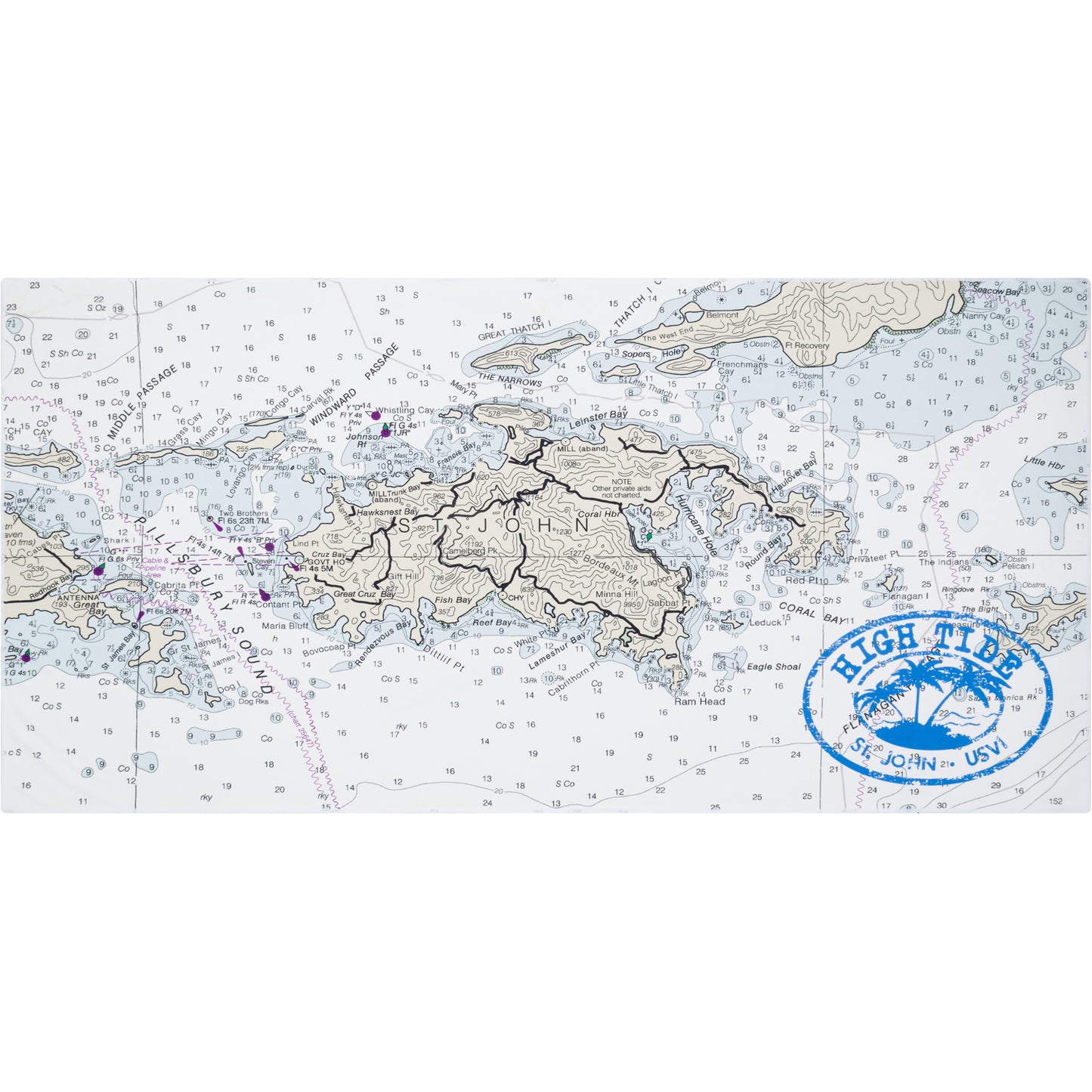 HIGH TIDE ST. JOHN MAP BEACH TOWEL