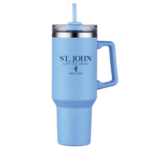 ST. JOHN 40 OZ STAINLESS TUMBLER WITH STRAW