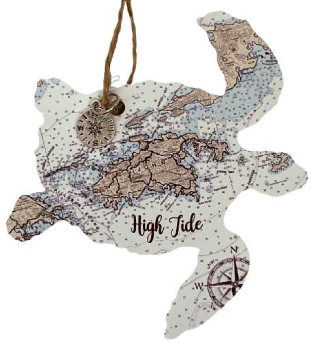 TURTLE WOODEN MAP ORNAMENT