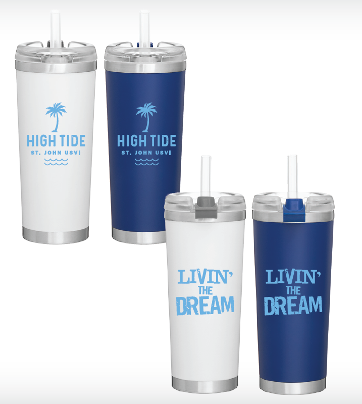 HIGH TIDE STAINLESS TUMBLER WITH STRAW